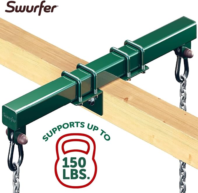 Swurfer Swing Set Conversion Bracket - No Tree, No Problem, Convert Your Swingset into a Swurfset, Heavy Duty Adjustable Horse Glider Attachment Bracket for Kids Ages 12 and Up, Up to 150lbs (Green)