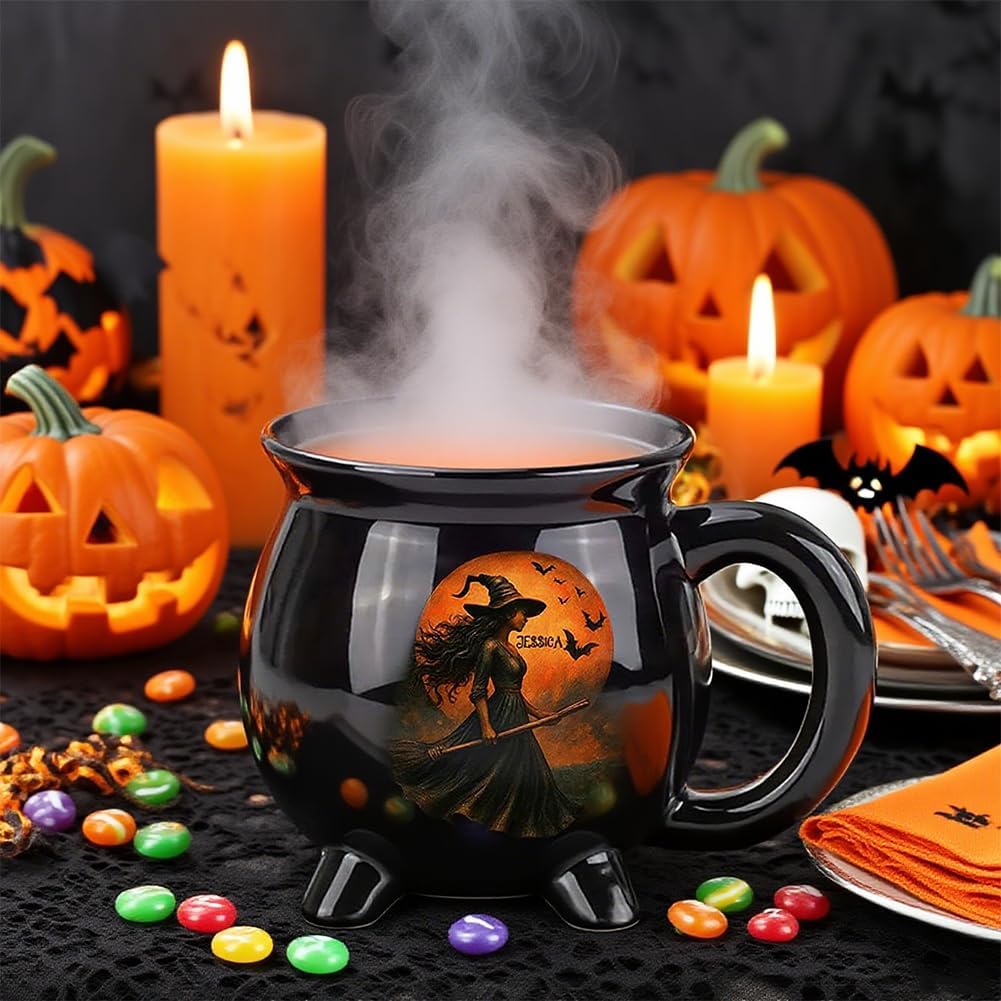 Custom Witch Cauldron Mug, Personalized Witches Brew Halloween Coffee Mug, Halloween Mugs Gifts For Women, Besties, Family, Witches Cauldron, Witch Coffee Mug, Witchy Gifts For Women (2pcs)