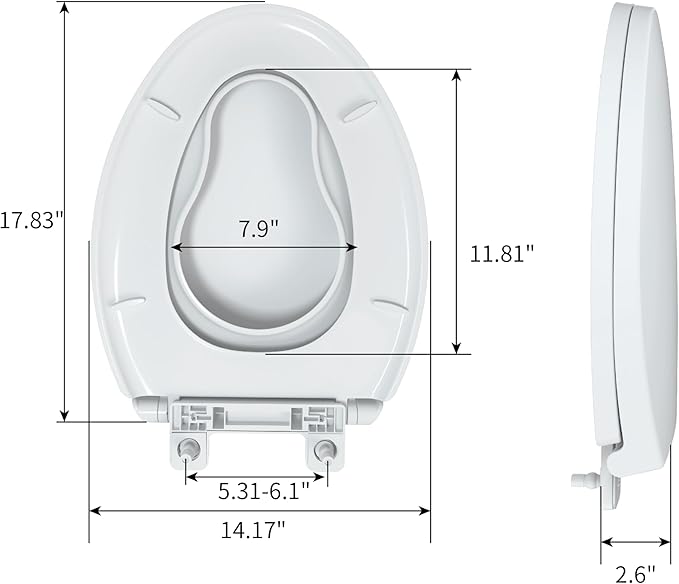 R&T Elongated Toilet Seat with Built in Potty Training Seat, Slow Close Toddler Seat Fits both Adult and Child, Easy To Install & Clean