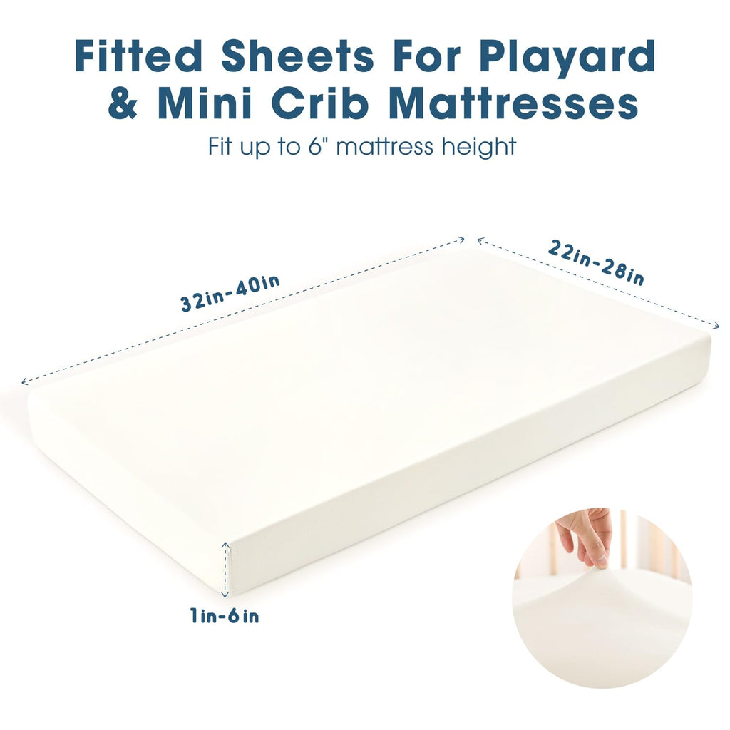 GRSSDER Mini Crib Sheets Fitted, Pack and Play Sheets 2 Pack, Ultra Soft Stretchy Pack N Play Sheets, Universal Fit for Playard Mattress, Jersey Crib Sheets Neutral for Boys and Girls, Gray/White