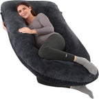 cauzyart Pregnancy Pillows for Sleeping U-Shape Full Body Pillow and Maternity Support - for Back, HIPS, Legs, Belly for Pregnant Women with Removable Washable Cover(Black)