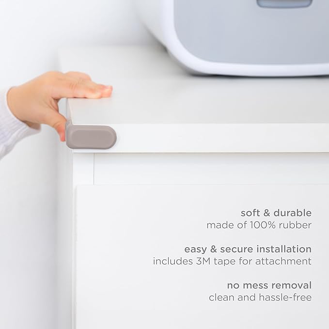 Ubbi Corner Protectors, Furniture Corner Guards for Baby and Toddlers, Baby Proof Covers, Baby Safety, Taupe, 16 Piece Set