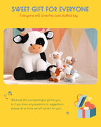 5 Pieces Cow Stuffed Animals for Boys Girls, 1 Mommy Cow with 4 Babies Soft Plush Toy Set Gifts for Kids Children 3 4 5 6 7 8 9 Years, Christmas, Birthday, Party Decorations