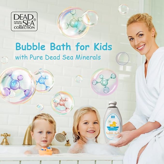 Dead Sea Collection Bubble Bath Kids with Vanilla - Cleansing and Moisturizing Liquid Bath Bubbles - Sweet Almond Oil and Pure Dead Sea Minerals - Pack of 2 Large Bottles (67.6 fl.oz)