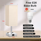 Touch Bedside Table Lamp for Nightstand - 3-Way Dimmable Night Lamp with USB A + Type C Charging Ports and Two AC Outlets, Small Desk Light with E26 LED Bulb for Bedroom Living Room Dorm Office