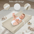 Baby Changing Pad, Waterproof & Wipeable Vegan Leather Diaper Changing Mat 31" x 16", Comfortable Soft Standard Size Infant Diaper Mat for Dresser and Table, Taupe (Beige)