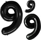 GOER Black Foil Balloons Number 9,Huge Number Balloons for 9th 19th 29th 39th 49th Birthday Party Supplies Anniversary Decorations (3 pcs,42 inch,32 inch,16inch)