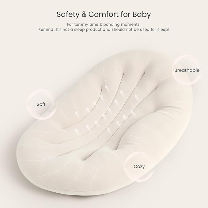 Baby Lounger for Newborn: Portable & Lightweight Pillow for Tummy Time Playtime & Diaper Changes - Skin-Friendly & Breathable for 0-12 Month Supervised Use