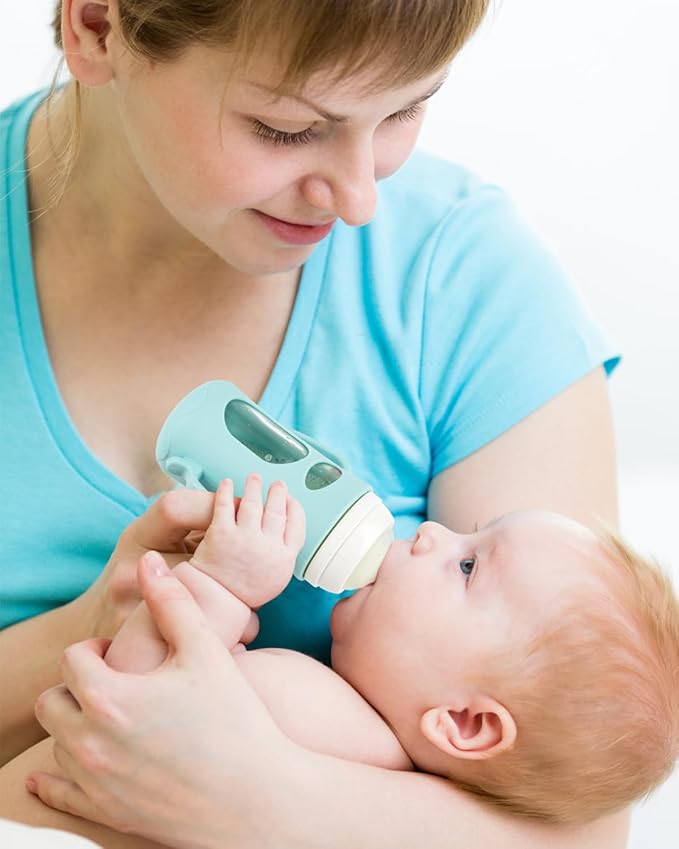 Silicone Sleeves with Handles for Pigeon Glass Bottle, 3 Pack Anti Breakage Baby Bottle Holder, 8.1oz