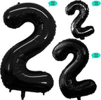 GOER Black Foil Balloons Number 2,Huge Number Balloons for 2nd Birthday Party Supplies Anniversary Decorations (3 pcs,42 inch,32 inch,16inch)