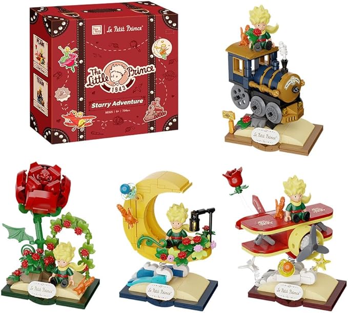 PANTASY Le Petit Prince Building Block Set Adults & Kids Collectible Brick Model,Rose,Train,Moon & Airplane Figures,Le Petit Prince Creative DIY Building Toys Gift for Fans of Stories
