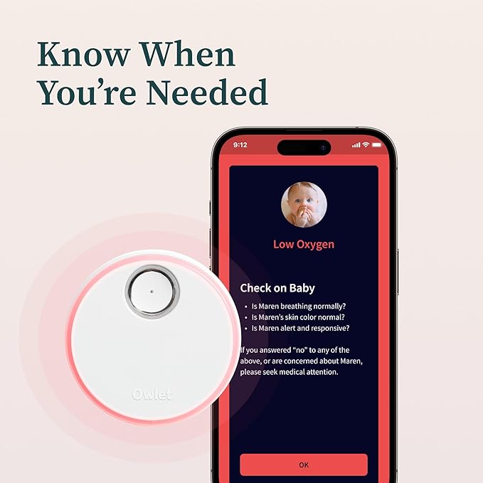 Owlet Dream Duo – FDA-Cleared Smart Baby Monitor with Sock & HD Video Cam 2K HD Video, Cry & Motion Alerts, Temp Monitoring