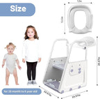 Potty Training Seat with Step Stool - 3 in 1 Potty Training Toilet Seat with Large Handles & Anti-Splash Guard | Foldable Toddler Toilet Seat Adjustable Height Non-Slip Toddler Step Stool