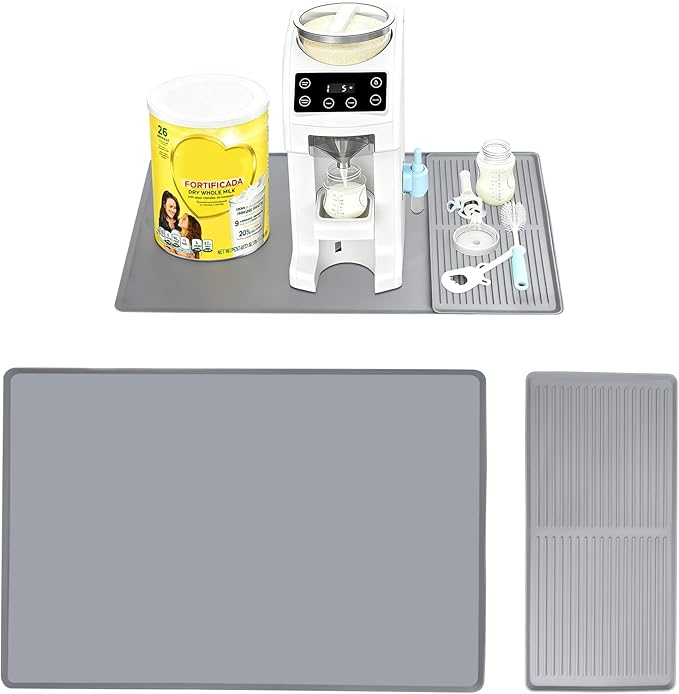 Bottle Maker Formula Machine Mat,With Draining Mat,Compatible with Baby Brezza Formula Dispenser Machine，Silicone Pad,Prevent Spills,Suitable for Formula Dispenser Machine