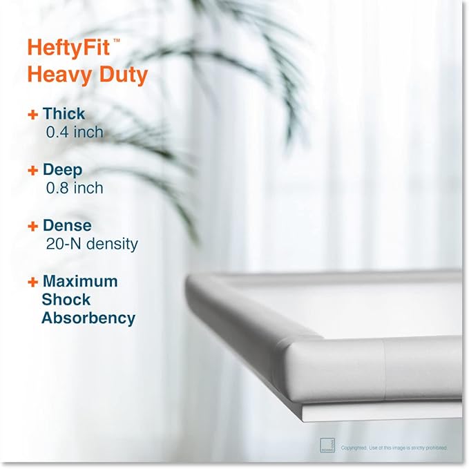 Roving Cove HeftyFit Corner Protector for Baby (16 Large Corners), Heavy-Duty Soft Rubber Foam Furniture Corner Bumper Guards, 3M Adhesive Pre-Taped, Oyster White (Off White)