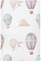 Watercolor Hot Air Balloon Crib Sheets for Boys and Girls, Fitted Baby Crib Sheets Soft and Breathable Mini Crib Sheets 39 X 27 X 5 Inches