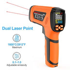 MESTEK Infrared Thermometer Temperature Gun -40℉~2912℉, High Temp Thermometer with Thermocouple Probe, Non-contact Digital Laser Thermometer Gun 50:1 Pyrometer for Industrial HVAC Forge Metal Smelting