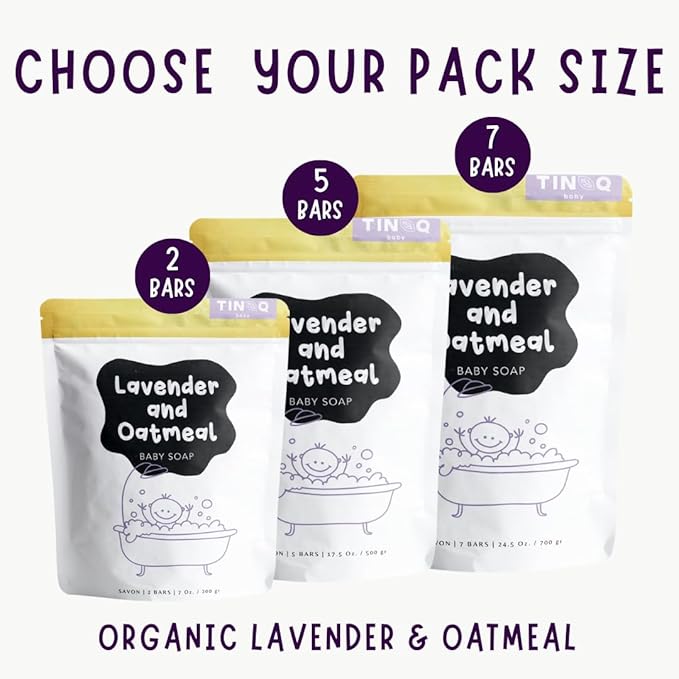 Hypoallergenic Baby Soap Bar for Sensitive Skin | Gentle Wash for Babies, Toddlers, Kids & adults | Relaxing Lavender Oil & Oatmeal | 7 Bars