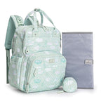 BabbleRoo Diaper Bag Backpack - Baby Essentials, Travel Essentials Baby Bag with Changing Pad, Stroller Straps & Pacifier Case - Unisex, Green Birdy