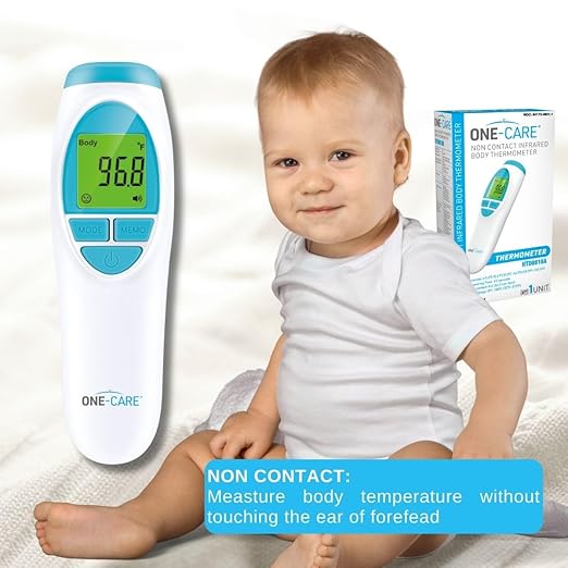 ONE-CARE Infrared Thermometer HTD8818A - Non-Contact, Homedics Thermometer, High Accuracy, Fast Reading, Body & Room Temp, Newborn Baby to Adult, Fever Alarm, Large Display