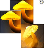 AUSAYE 3 Pack Sensor LED Mushroom Night Light Plug in Lamp Cute Night Lights for Adults Kids NightLight Bedroom,Bathroom,Toilet,Hallway,Stairs,Kitchen,Basement Warm Yellow