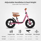 JOYSTAR 10"/12" Toddler Balance Bike for Girls & Boys, Ages 18 Months to 5 Years, Kids Push Bike with Footrest & Adjustable Seat Height, First Birthday Gifts for 2-5 Boys Girls