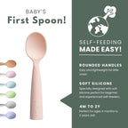 Miniware Silicone Baby Spoon for Training - BPA Free Baby Utensils - Baby Spoons Self Feeding 6 Months | 100% Food Grade Silicone - Modern & Dishwasher Safe Toddler Spoons (Grey and Peach, 2 Pack)