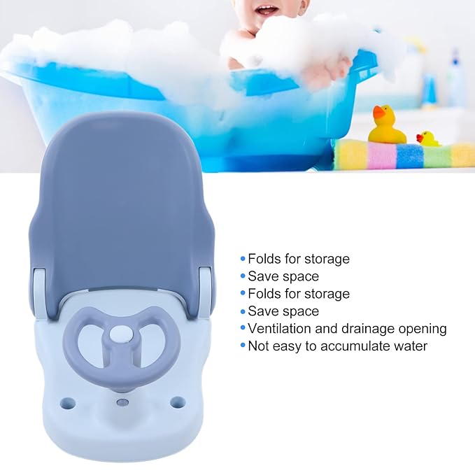 Baby Bath Seat - Infant Bathtub Seat for Sitting Up in The Tub, Baby Shower Chair with Backrest Support, Suction Cups for 6-18 Months (Blue)