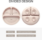 Toddler Plates, 3 Pack Divided Suction Plates for Baby, Food Grade Silicone Baby Plates, BPA Free, Non-slip, Baby Led Weaning Supplies, Microwave & Dishwasher Safe