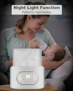 Bottle Warmer, 10-in-1 Fast Baby Bottle Warmer for Breastmilk & Formula, Double Milk Warmer with Timer, Accurate Temp Control, Thaw, Steaming, Heat Food, Keep Warm and Night Light