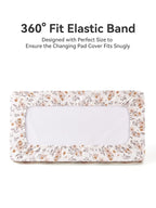 TILLYOU Muslin Changing Pad Cover for Baby Girls Boys, Soft and Breathable Cotton Diaper Changing Table Cover, 2 Pack(Yellow Flower)