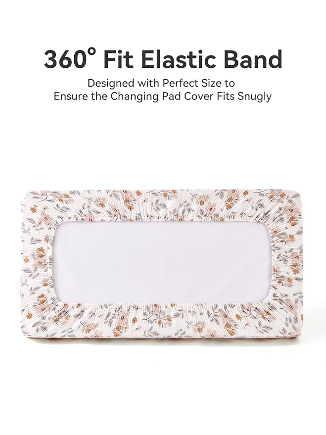 TILLYOU Muslin Changing Pad Cover for Baby Girls Boys, Soft and Breathable Cotton Diaper Changing Table Cover, 2 Pack(Yellow Flower)