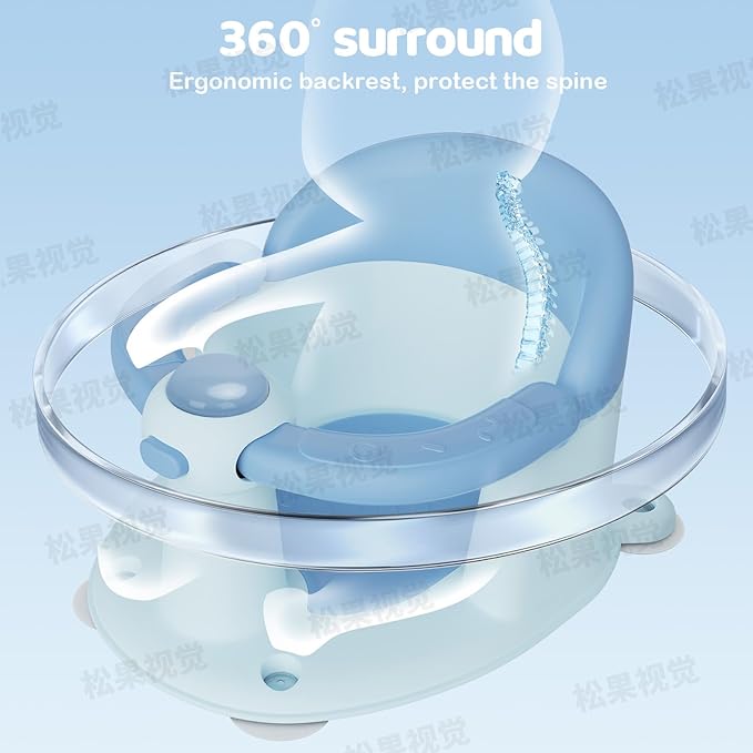 Baby Bath Seat for Babies 6 Months & up, Soft Cushions, Non-Slip Baby Bath Seat, Safe & Comfortable Baby Bath Support, for Bathtub/Living Room/Shower Room (Blue)