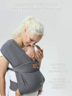 Ergonomic Baby Carrier for Newborns to Toddlers, Skin-Friendly and Soft Front Baby Carrier Wrap, Easy Breastfeeding, Lightweight and Breathable, Perfect Baby Shower Gifts (Dark Grey)