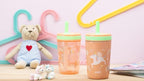 Zak Designs Unicorn Kelso Tumbler Set, Leak-Proof Screw-On Lid with Straw, Bundle for Kids Includes Plastic and Stainless Steel Cups with Bonus Sipper, 3pc Set, Non-BPA, 15 fl.oz.
