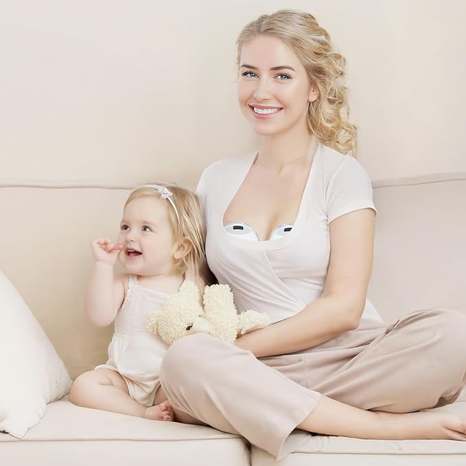 Wearable Breast Feeding Pump Portable, Electric Breast Pump Hands Free with 4 Modes &12 Levels,Strong Suction, LED Display, 24mm Sealed Flange,2 Pack