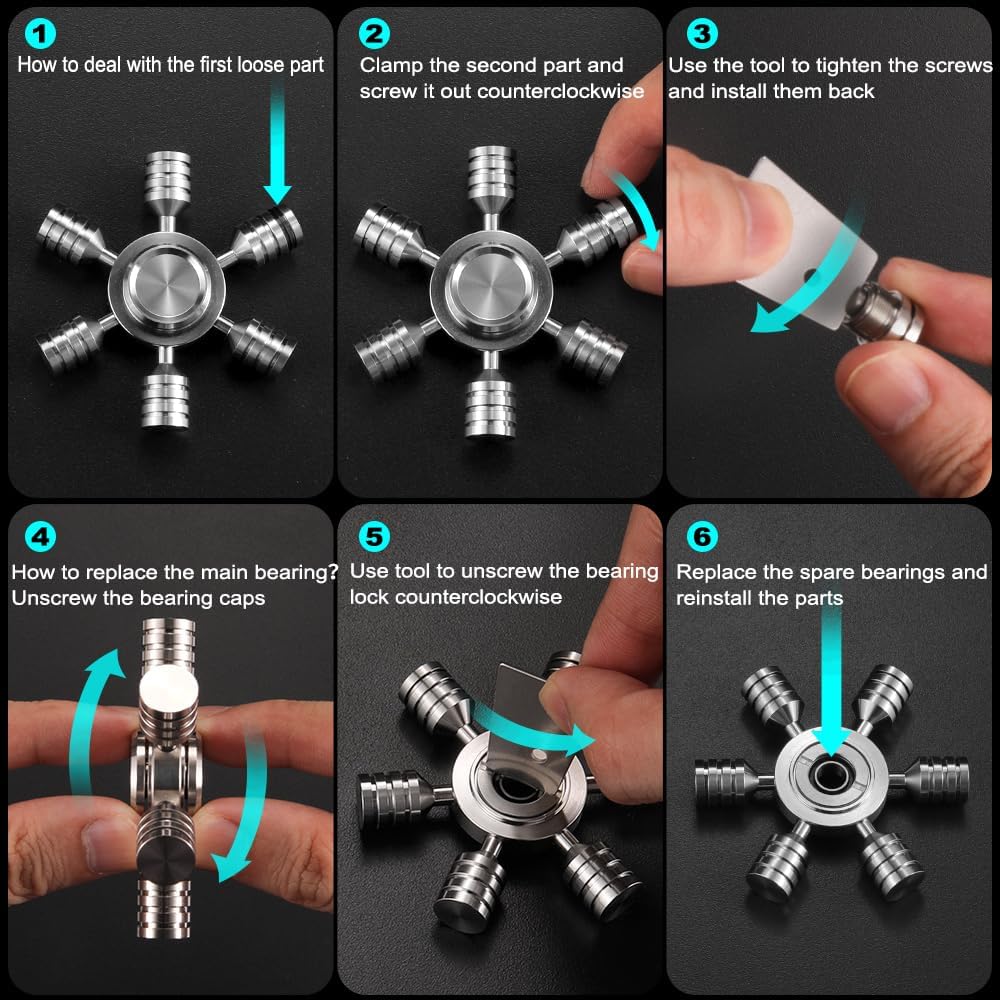 Metal Fidget Spinner Toy Stainless Steel, Horizontal and Vertical Can Rotate Spins, Precision Durable Bearing High Speed Spin 3-4 Min, EDC Focus Anxiety Stress Relief for Adults