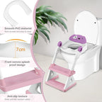 2 In 1 Potty Training Toilet Seat & Toddler Step Stool, Bottom Triangle Stability Toddler Toilet Seat, Adjustable Step & Seat Height Potty Seats for Toddlers Boys Girls (Purple)
