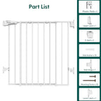 Babelio 26-43" No Bottom Bar Baby Gate for Babies, Elders and Pets, 2-in-1 Hardware Mount Dog Gate for The House, Stairs and Doorways, with Large Walk Thru Door, White