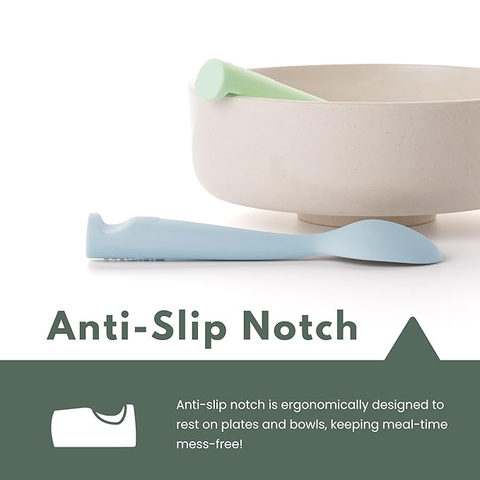 Miniware Silicone Baby Spoon for Training - BPA Free Baby Utensils - Baby Spoons Self Feeding 6 Months | 100% Food Grade Silicone - Modern & Dishwasher Safe Toddler Spoons (Aqua and Pistachio)