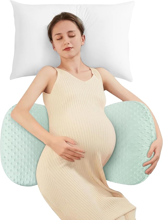 Pregnancy Pillow Cooling for Sleeping, Detachable and Adjustable Double-Sided Support Maternity Pillow Skin-Friendly for Pregnant Women Back, HIPS, Legs(30°Slope Design Verified by Expectant Mothers)