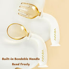 Toddler Forks and Spoons Set with travel case, Kids utensils for self-feeding bendable handle,Safe silicone Children Spoon and Fork,Toddler utensils,Silicone Grip and PPSU Head, Aged 6M+