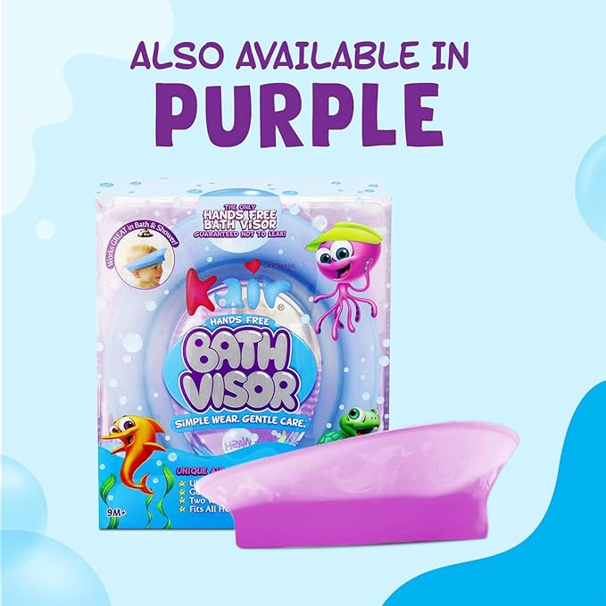 Kair Air Cushioned Bath Visor, Shower Cap For Kids, Hair Washing Hat For Toddlers Adults, Purple