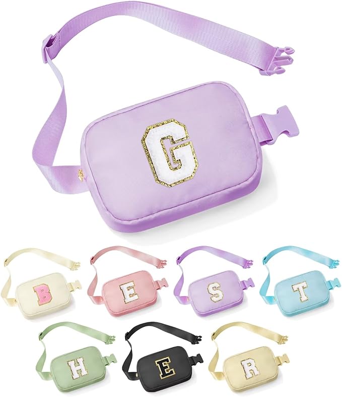 YOOLIFE Birthday Gifts for 4 5 6 7 8 9 10 11 12 13 14 Year Old Girls - Initial Fanny Pack Belt Bag Purse for Girls Teens Daughter Sister Niece, Personalized Trendy Stuff for Teen Girl Kids | Purple G