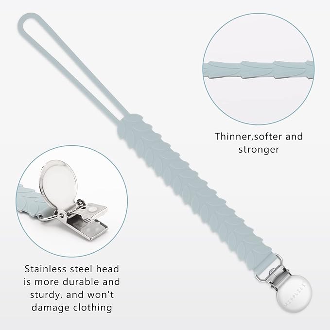 Teething Toys for Babies, Baby Teethers with Clip Silicone Baby Teether Toys for Boys and Girls Infant Teething Relief for Teething Dinosaur Shape, Gray