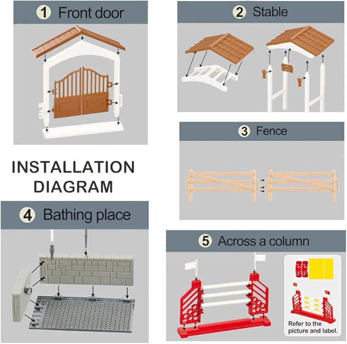 Peagrav Horse Stable Playset with Rider & Horses - Toy Figures for Boys & Girls, Ages 3-8