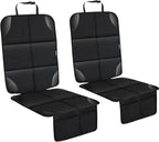 Car Seat Protector for Child Carseat, 2 Pack Protect Car Seat Cover for Baby with Thickest Padding and Non-Slip Padded Backing Mesh Pockets Kids Pets Car Back Seat Protectors(Black)