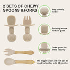 Silicone Baby Feeding Set | Baby Led Weaning Supplies Includes Suction Bowls and Divided Plates, Adjustable Bib, Baby Utensils Spoons and Forks,Cup | Baby Feeding Essentials (Beige)