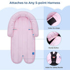 COOLBEBE New 2-in-1 Babybody Supports for Baby Newborn Infants - Extra Soft Stroller Cushion Pads Car Seat Insert, Seasons, Pink