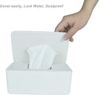 Diaper Wipes Dispenser, Tissue Storage Box Case, Wet Wipe Dispenser Holder with Lid for Home, Office, Cars (White)